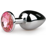 Анальная пробка Loveshop Silver Metall Diamond Pink, L