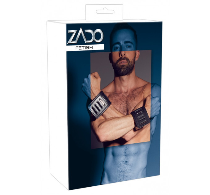 Мужские наручники кожаные ZADO Fetish Leather Wrist Restraints черные, S-L