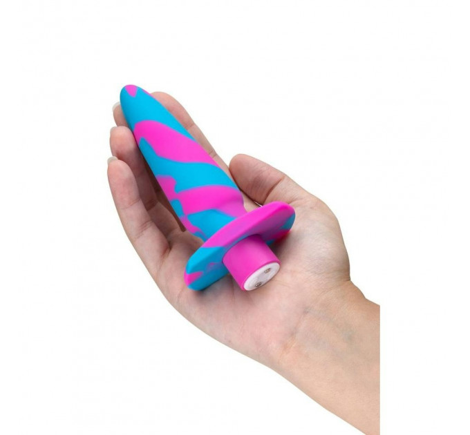 Анальний віброплаг Avant Vibrotize Fuchsia рожево-блакитний, 12.7 х 3.1 см