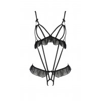 Боді з оборками та відкритим доступом LEILA BODY black S/M - Passion
