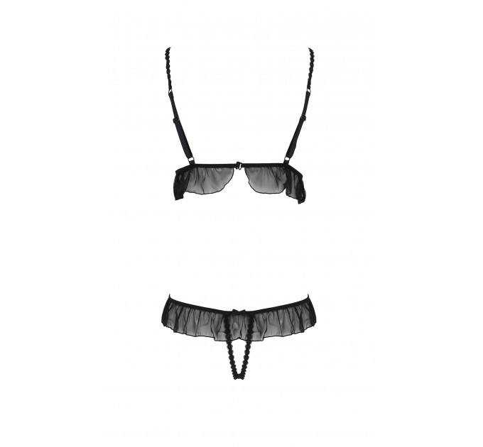 Боди с оборками и открытым доступом LEILA BODY black S/M - Passion