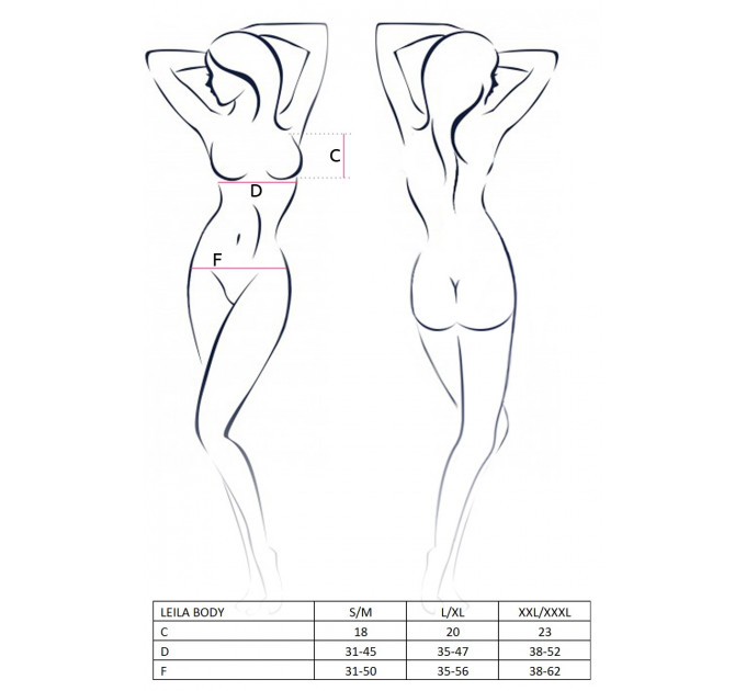 Боди с оборками и открытым доступом LEILA BODY black S/M - Passion