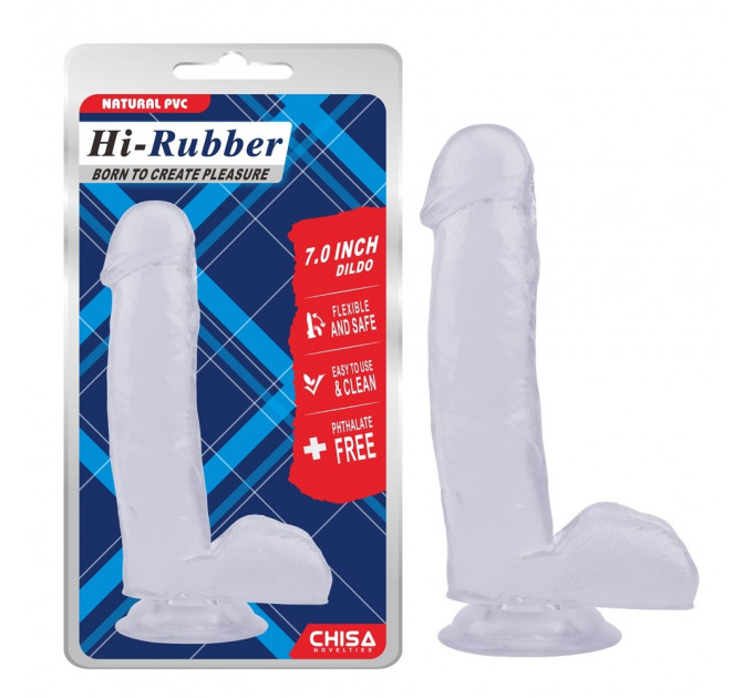 Фаллоимитатор с яичками Chisa Hi-Rubber 7.0 Inch Dildo на присоске, прозрачный