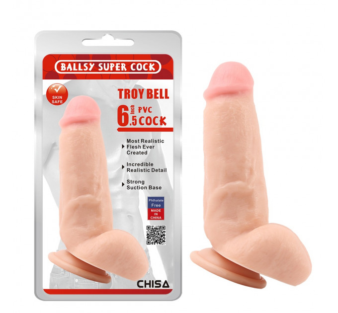 Фаллоимитатор реалистичный на присоске Chisa Ballsy Super Cock Troy Bellс, бежевый