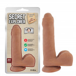 Фаллоимитатор с мошонкой на присоске Chisa T-skin ReaL Secret Explorer, бежевый, 20 cм