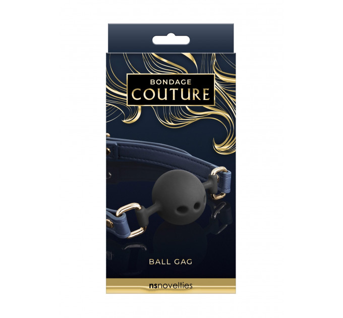 Кляп шар силиконовый NS Novelties Bondage Couture Ball, черно-синий