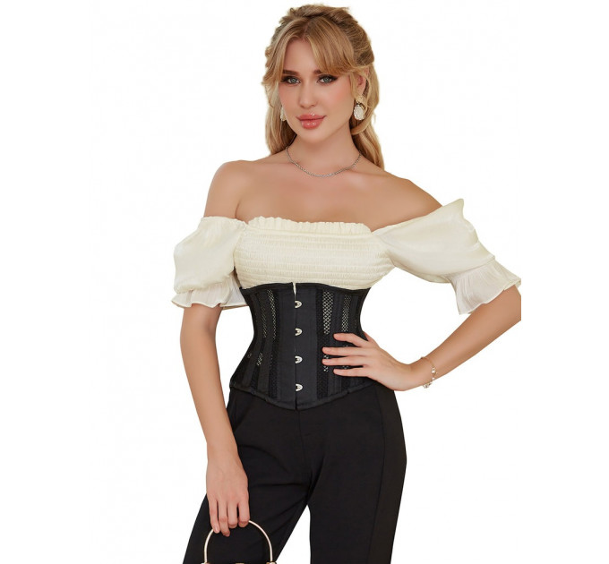 Корсет из сетки Star Night Steel Bones Grid Corsets с крючками и шнуровкой, черный, S (без коробки)