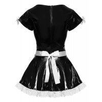 Костюм горничной Black Level Vinyl Maid's Dress из винила, черно-белый, M