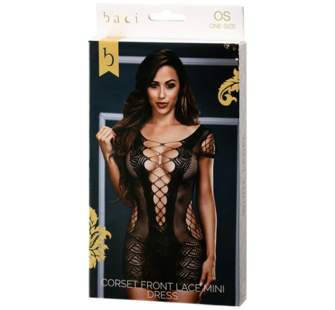 Кружевное мини платье CORSET FRONT LACE MINI DRESS, OS
