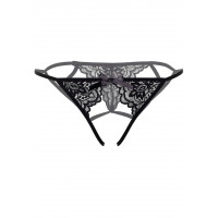 Кружевные трусики с открытой интимной зоной Inez Daring Intimates, черные, S/M