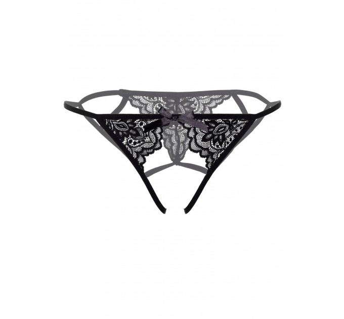 Кружевные трусики с открытой интимной зоной Inez Daring Intimates, черные, S/M