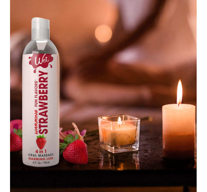 Лубрикант со вкусом клубники Wet Strawberry с согревающим эффектом, 118 мл