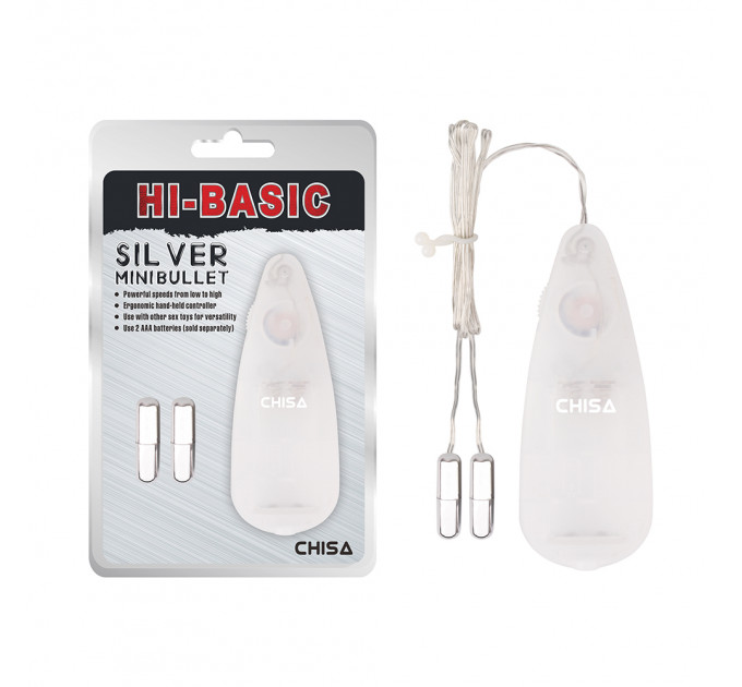 Мини-вибропули CHISA Hi-Basic Mini Twins Bullets на проводном пультом, серебристые