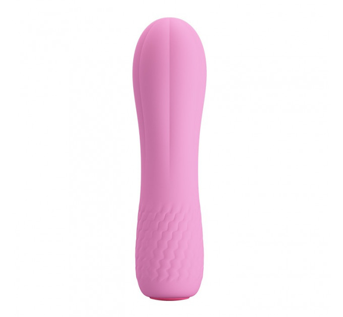 Мини-вибратор Pretty Love Alice, ребристый, розовый, 12 х 3 см