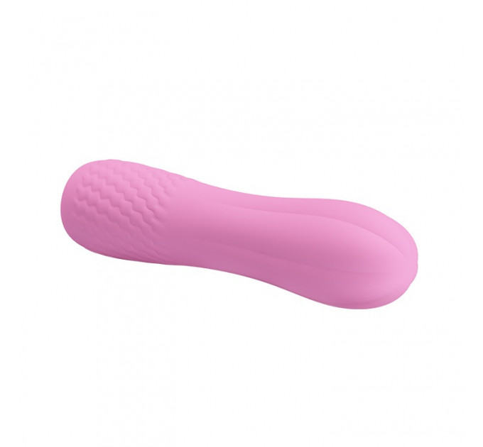 Мини-вибратор Pretty Love Alice, ребристый, розовый, 12 х 3 см