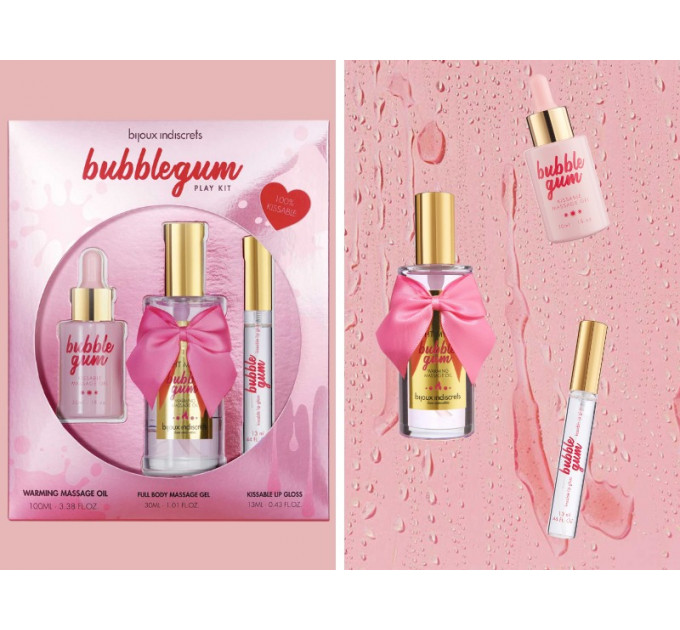 Набор (массажное масло, массажный гель, блеск на губ) Bubblegum