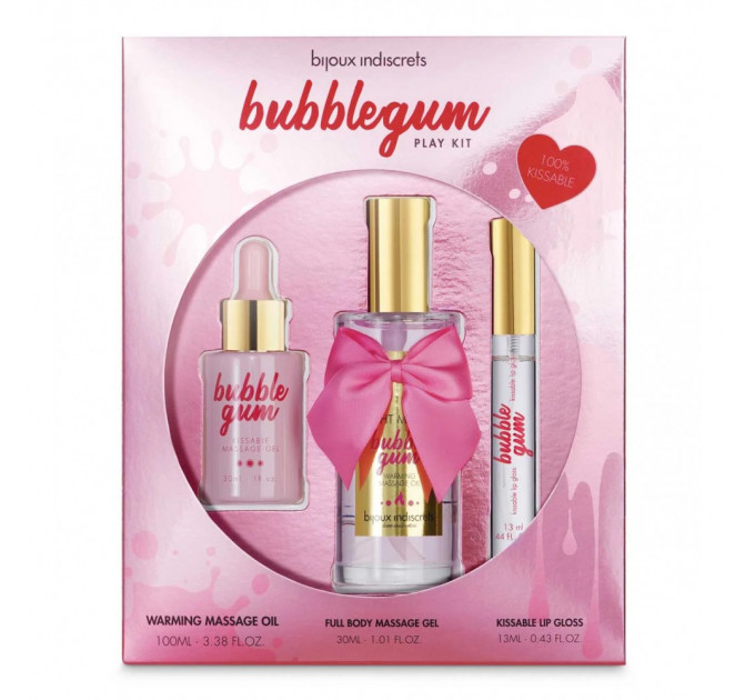 Набор (массажное масло, массажный гель, блеск на губ) Bubblegum