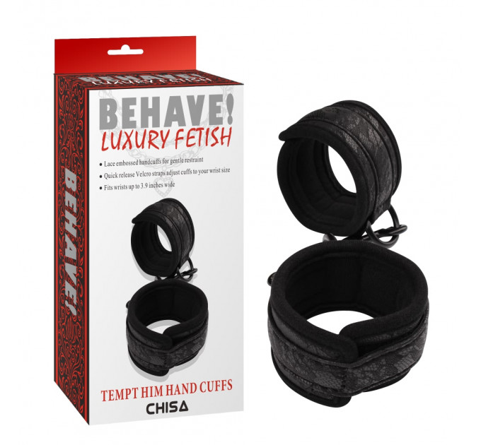Наручники на липучках Chisa Behave TEMPT HIM, черные