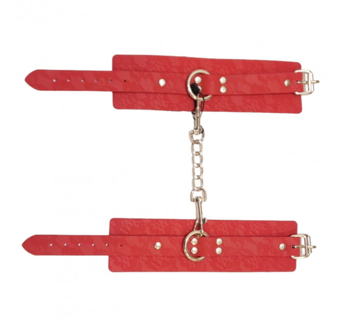 Наручники Wrist restraints wine, с тиснением, красные