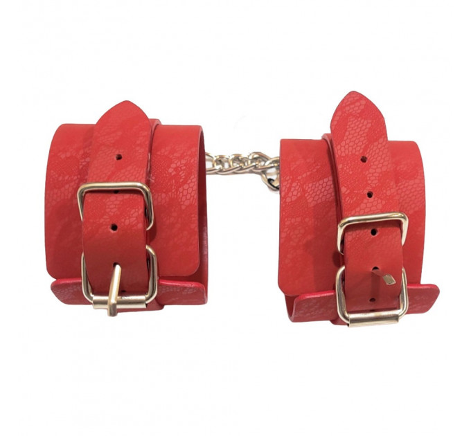 Наручники Wrist restraints wine, с тиснением, красные