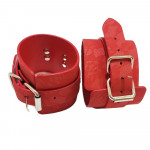 Наручники Wrist restraints wine, с тиснением, красные