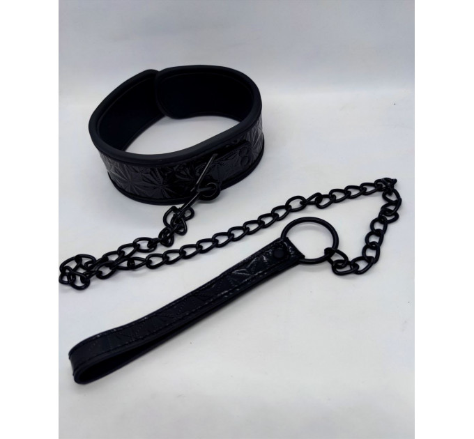 Ошейник с поводком DS Fetish Collar with leash black iron