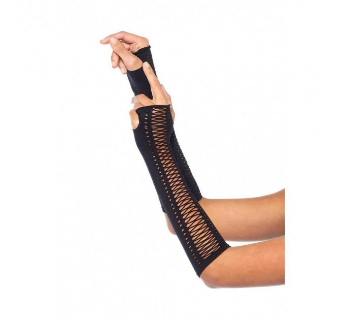 Рукавички без пальців зі шнурівкою Leg Avenue Faux Lace Up Fingerless Gloves O/S