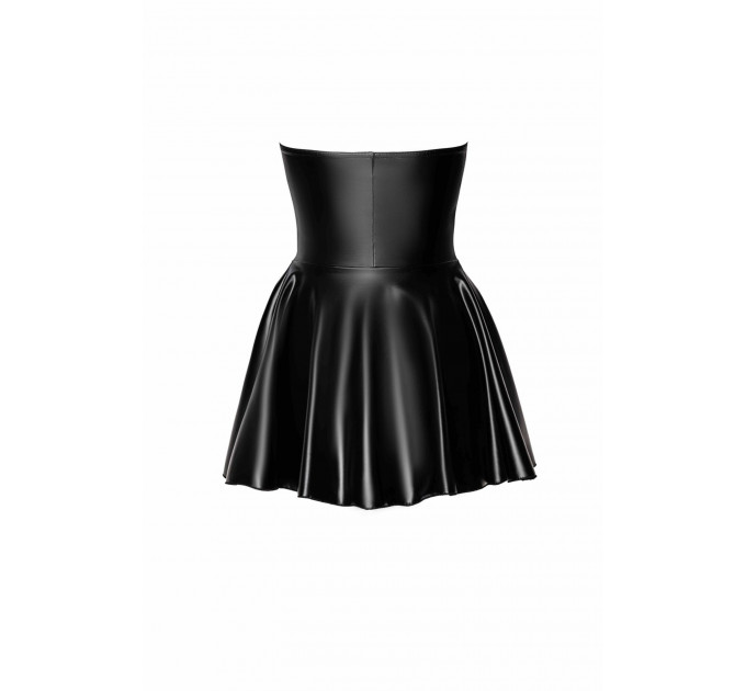 Платье мини из винила, расклешенная юбка, с молнией спереди, F308 Noir Handmade Dreamer, размер М