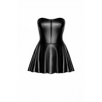 Платье мини из винила, расклешенная юбка, с молнией спереди, F308 Noir Handmade Dreamer, размер М