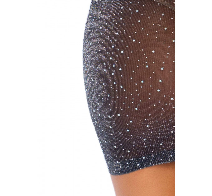 Платье со стразами Leg Avenue Rhinestone полупрозрачное, черное, O/S