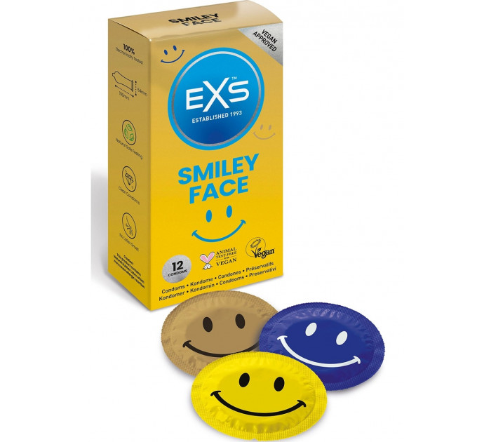Презервативи класичні Exs Smiley FACE із Смайликом на упаковці (ціна за упаковку, 12 шт.)