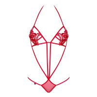 Боді Obsessive LUIZA Teddy Rood, з мереживом, червоне, S/M