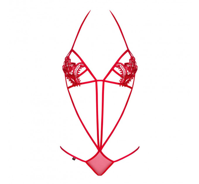 Боди Obsessive LUIZA Teddy Rood, с кружевом, красное, S/M