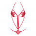 Боди Obsessive LUIZA Teddy Rood, с кружевом, красное, S/M
