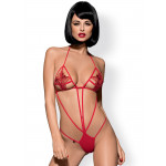 Боди Obsessive LUIZA Teddy Rood, с кружевом, красное, S/M