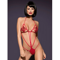 Боді Obsessive LUIZA Teddy Rood, з мереживом, червоне, S/M