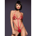 Боди Obsessive LUIZA Teddy Rood, с кружевом, красное, S/M