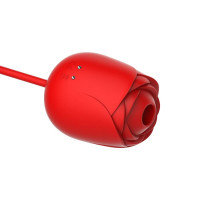 Вакуумный стимулятор в виде розы Every Night Toys с пульсацией, красный