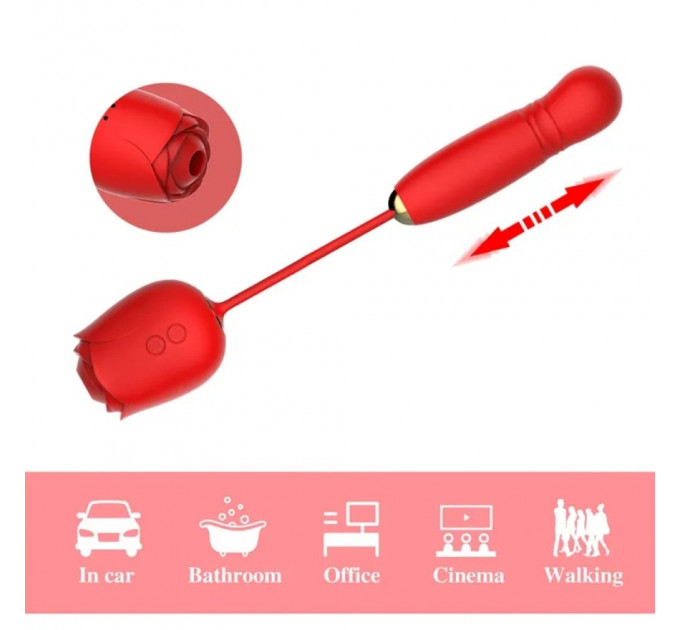 Вакуумний стимулятор у вигляді троянди Every Night Toys з пульсацією, червоний