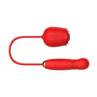 Вакуумный стимулятор в виде розы Every Night Toys с пульсацией, красный