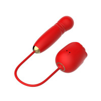 Вакуумный стимулятор в виде розы Every Night Toys с пульсацией, красный