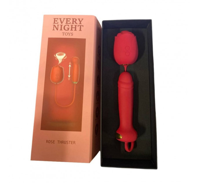 Вакуумний стимулятор у вигляді троянди Every Night Toys з пульсацією, червоний
