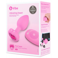 Анальна пробка з вібрацією та пультом керування B-Vibe Vibrating Heart Plug S/M Pink