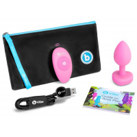 Анальна пробка з вібрацією та пультом керування B-Vibe Vibrating Heart Plug S/M Pink
