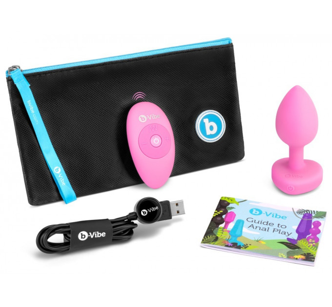 Анальная пробка с вибрацией и пультом управления B-Vibe Vibrating Heart Plug S/M Pink