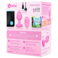 Анальна пробка з вібрацією та пультом керування B-Vibe Vibrating Heart Plug S/M Pink