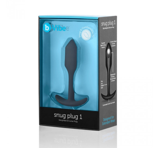 Анальна пробка із зміщеним центром ваги, S, B-vibe Snug Plug 1 чорна, 8.6 х 2.2 см