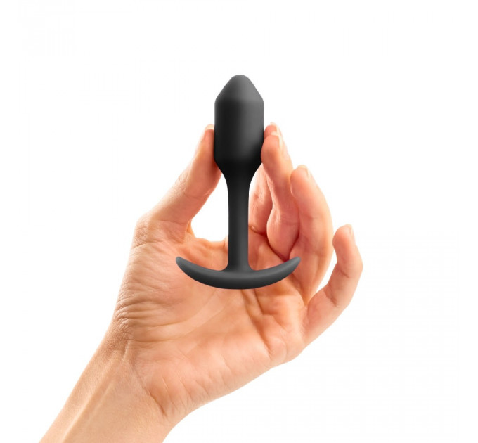 Анальна пробка із зміщеним центром ваги, S, B-vibe Snug Plug 1 чорна, 8.6 х 2.2 см