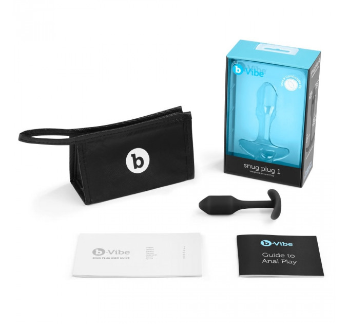 Анальна пробка із зміщеним центром ваги, S, B-vibe Snug Plug 1 чорна, 8.6 х 2.2 см