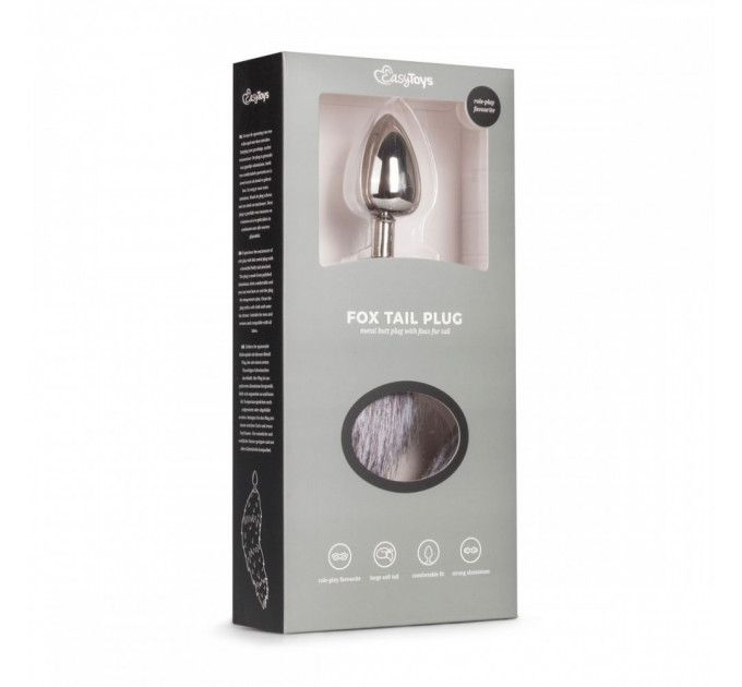 Анальна пробка метал з хвостиком Fox Tail Plug Easy Toys, Розмір L
